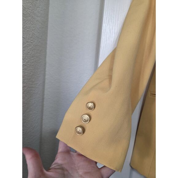 Vintage Barrie Pace Yellow 100% Wool Crest Pocket Double Breasted Blazer, Size 6 - Picture 6 of 10